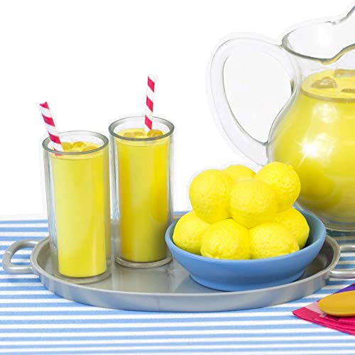 Lemonade Doll Food Play Specialty Serving Set, Includes Doll Pitcher, Doll Serving Tray, Bowl Of Lemons, 4 Lemonade Drinks, 4 Napkins, Wood Serving Spoon & Table Runner. Perfect For 18" American Girl Dolls, Lemonade Stand Food Set For Dolls. #TOP4