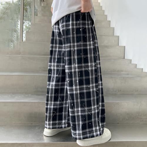Pantalon chandal niño palazzo holgado y pantalones casuales a cuadros 2