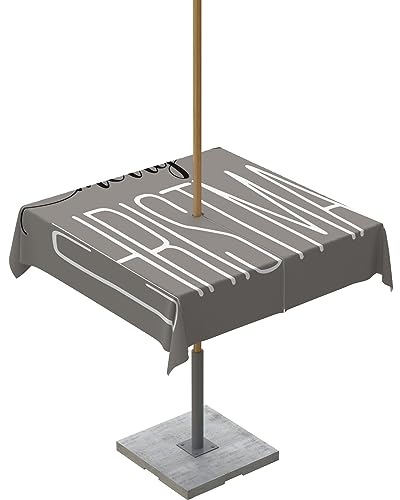 Merry Christmas Outdoor Tablecloths with Umbrella Hole and Zipper, Winer Holiday Vintage Grey Waterproof/Stain Resistant Square Table Cloth 54x54 Patio Table Cover for Picnic/Party Baby Shower