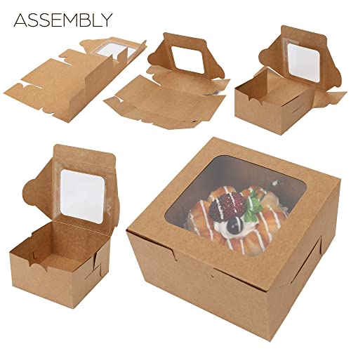 Lotfancy Brown Bakery Boxes With Window, 4X4 Inch, 60 Pcs Small Pastry Boxes For Cookie, Macarons, Mini Treat Boxes For Holidays, Parties, Birthday Gift Giving #TOP3