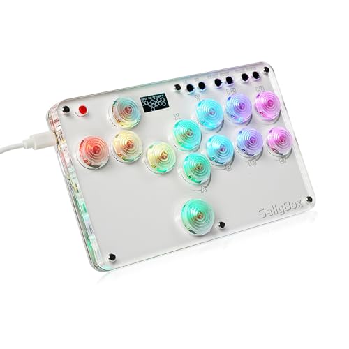 BITFUNX Duelpad Leverless Controller Arcade Stick, All-Button Arcade Controller for PS4/PS3/PC/Switch/Steam, Arcade Fight Stick with SOCD/Custom RGB/Turbo/Hot-Swap/Low-Profile Switch (White, 16)