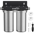 OEMIRY Whole House Water Filter, Stainless Steel Filter Housing, 2-Stage 10"x4.5" Sediment Carbon Filter Pre-Filtration System for Well or City Water, 1" or 3/4" NPT Port, 2 Filters