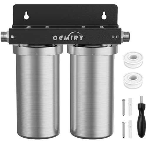 OEMIRY Whole House Water Filter, Stainless Steel Filter Housing, 2-Stage 10'x4.5' Sediment Carbon...