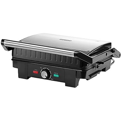 MONZANA® Kontaktgrill XXL 180° Klappbar Antihaftbeschichtung Cool-Touch-Griff Küche Tischgrill Sandwich Maker Elektrogrill Panini Toaster Raclette
