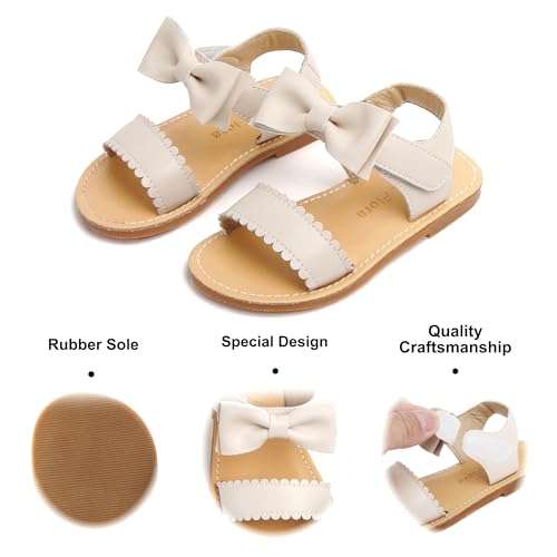 Image of Felix & Flora Toddler Girl Sandals - Little Girl Easter Dress Shoes Lightweight Open Toe Beach Holiday Flats