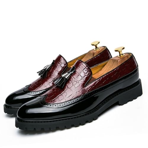 Mocasines con borlas ANUFER para hombre con diseño wingtip brogue formal 4