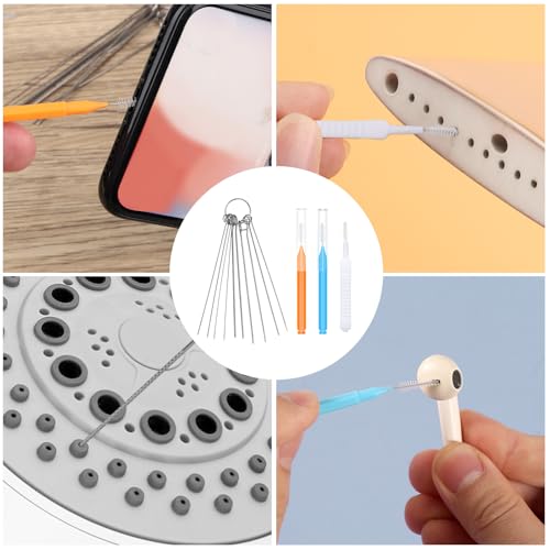Image of 60pcs Shower Head Cleaner Tools Kit, 2 Designs Shower Head Cleaning Brushes Multi-Size Showerhead Anti-Clogging Cleaner Picks for Bathroom Small Hole Nozzle Gaps Slot (Orange, Blue, White)