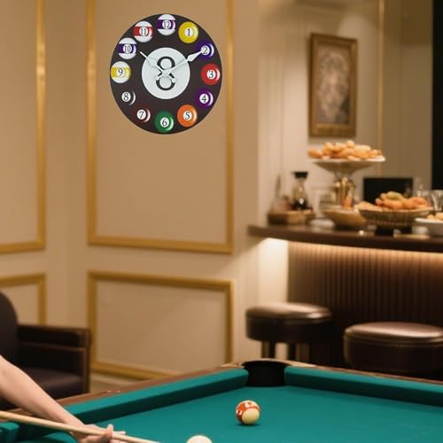 Horloge murale billard en bois noble et chiffres arabes LOVIVER