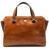 Floto Sesto Women's Leather Handbag with Crossbody Strap (Olive (Honey) Brown)