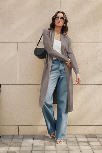Image of GRACE KARIN Essential Solid Open Front Maxi Long Knitted Cardigan Sweater for Women