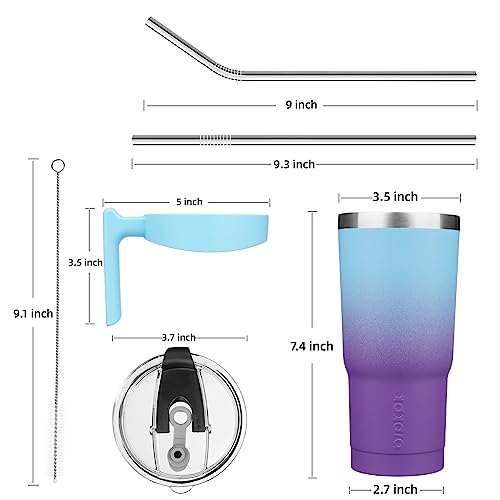 Image of BJPKPK 20 oz Tumbler With Handle And Straw Stainless Steel Travel Mug Insulated Tumbler Cups With Lids,Ocean Dream