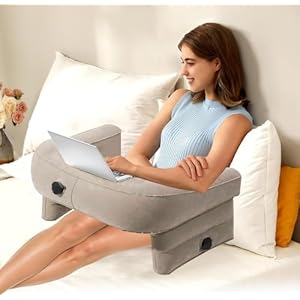 Jerylota Premium Reading Bed Rest Pillow with Wrist Support,Lap Pillow for Couch,Has Arm Rests, Neck Roll,and Back Support for Lounging,Reading With inflatable bag