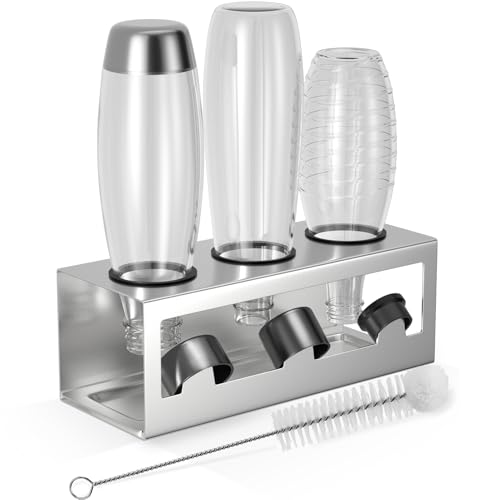 HOMMAND Flaschenhalter für SodaStream Crystal und Emil Flaschen, Edelstahl Flaschenhalter Abtropfgestell Abtropfständer für 3 Flaschen… – Ansicht 1