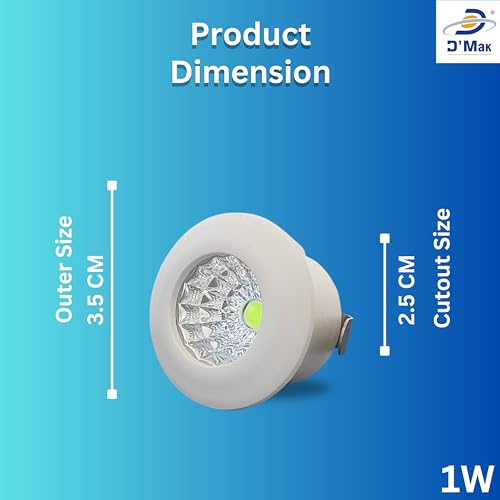 Image of D'Mak 1 Watt Round LED Button COB Green Focus Light for POP /Recessed Lighting (Green, Pack of 8)