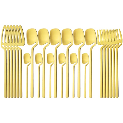 Juego de 24 cubiertos vintage para cucharaditas de acero inoxidable, color dorado