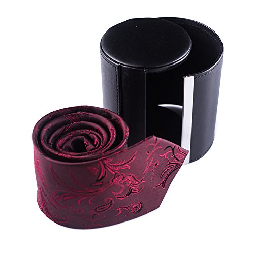 Qobod Wedding Ties Mens Silk Neckties Gift Boxes Tie Wine Colored Maroon Burgundy Paisley Flower Luxury #TOP3