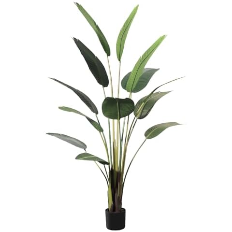 Romantic Season Artificial Bird of Paradise Plant, 6 Feet Fake Palm Tree Faux Tree for Indoor Outdoor Modern Decoration Banana Leaf Plant in Pot for Home Office Perfect Housewarming Gift Cover