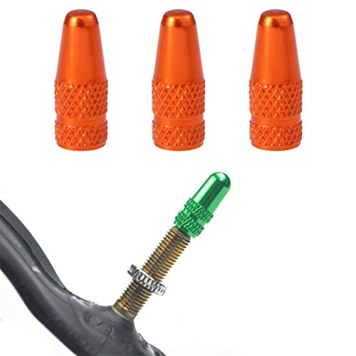 LIOOBO 6 unids Tapas de Válvulas de Bicicleta de Aleación de Aluminio Estilo Francés Bicicletas Tapas de Válvulas de Neumáticos de Bicicletas Cubiertas de Polvo Naranja
