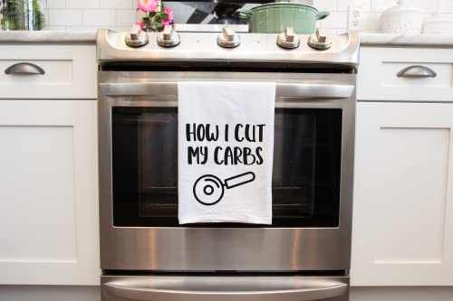 Handmade Funny Kitchen Towel - How I Cut My Carbs - 100% Cotton Funny Flour Sack Hand Towel For Kitchen - 28X28 Inch Perfect For Housewarming-Christmas-Mothers’ Day-Birthday Gift #TOP3