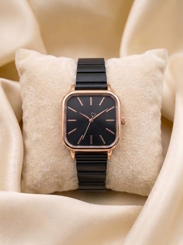Image of AMERICANVIBER | Premium Square Analog Watch for Women & Girls | Stylish Stainless Steel Strap | Elegant Heart Second Hand | Adjustable Lock | Trendy Ladies Wrist Watch under 499 | Square Case Design | Perfect for Casual | Affordable Fashion Watch for Girls