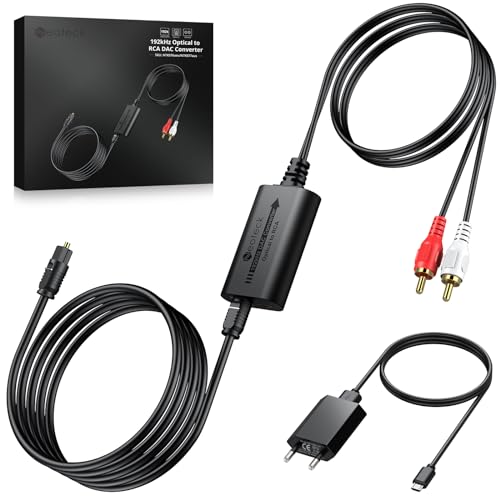 Neoteck 192kHz Convertitore Digitale Analogico con Ricevitore Bluetooth 5.1 con Cavo Ottico Audiovisivo da 7 Piedi o 2.1 m DAC RCA Amplificatore Audio ad Alte Prestazioni per HDTV Set-Top Box