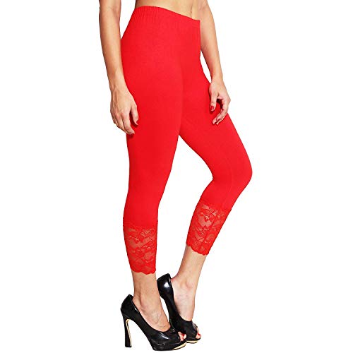 Image of Snowball Lace Capri Leggings for Women | PlusSize Stylish Net Capri for Girls