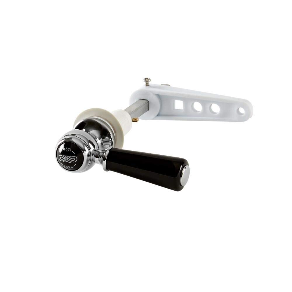 Milano Chrome & Black Elizabeth Bathroom Toilet Wc Cistern Flush Lever Ceramic Handle - Chrome Black