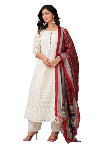 Robe Kurti Anarkali haut de gamme en Chanderi brodé Chikankari