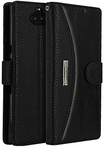 Leather Wallet Phone Case for Sony Xperia 10 Plus, LOKAKA Folding Flip Cases Protective Cover Strong Magnetic Closure with Card Slots Kickstand -Black