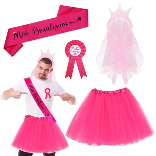 Giugio Juego de disfraz de JGA para hombre, disfraz de despedida de soltero, corona, insignia, faja y tutú, para disfraz de fiesta JGA para hombre, decoración de boda para hombre