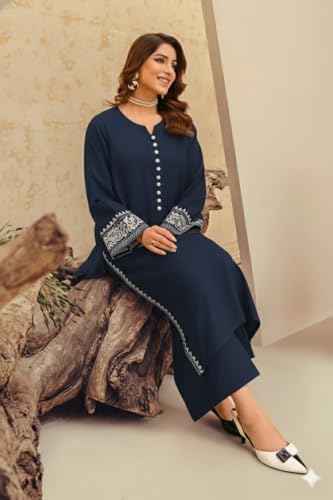 Image of Faiz TEXTLE Women Embroidered Kurta Set |Viscose Rayon Printed A Line Kurta with Palazzo Set | Women Ethnic Wear Dress| Indian Casual Office Daily Summer Outfit
