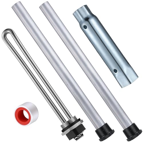 Saillong 5 Pieces RV Water Heater Elements Include 2 Anode Rod 1 Electric Heater Element 1 Dual Hex Wrench and 1 Tape Replacement Kit Compatible with Suburban RV Parts