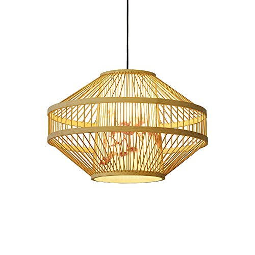 Suspension rotin 40cm lustre tressé pour décoration hôtel et restaurant