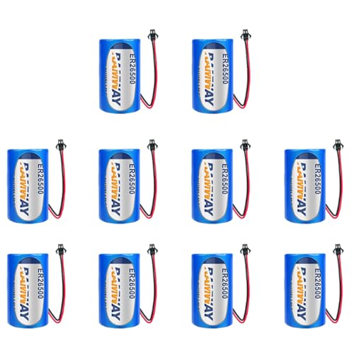 MEELER 10 PCS C Size 3.6V 9000mAh Lithium Battery for ER26500 with SM Black Plug