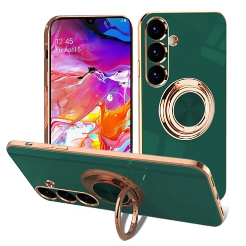 Coque Samsung Galaxy A34 5G silicone vert EYZUTAK avec anneau aimanté anti-chute