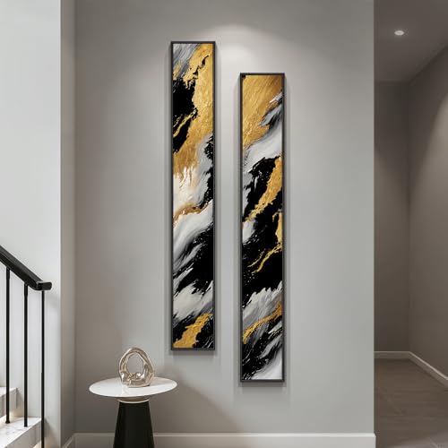 Framed Long Narrow Vertical Abstract Wall Art Set, 2...