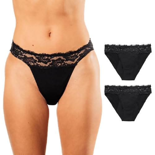Bambody Absorbent Bikini, Period Panties for Women - Lace Hip, Protective Underwear - Silky Smooth, Comfortable