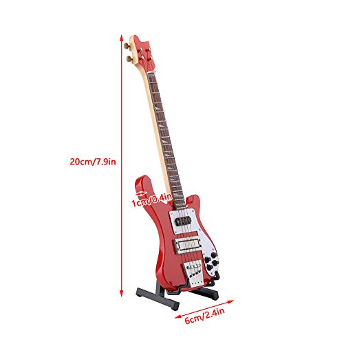 Cyrank Mini réplique de Guitare, modèle de Guitare Miniature modèle d’instrument de Guitare Ornements réplique de Guitare Basse Miniature Rouge avec Support et étui - Les Beatles, Paul McCartney, John Lennon, RIngo Starr, George Harrison Cyrank Mini réplique de Guitare, modèle de Guitare Miniature modèle d'instrument de Guitare Ornements réplique de Guitare Basse Miniature Rouge avec Support et étui – Image 7