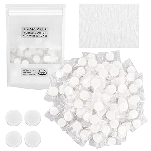 Ecofocet 100 Piezas Toallas Comprimidas Portátiles, Toalla Comprimida Desechable, Mini Toallita de Mano Comprimida, Toalla Desechable Portátil de Algodón para Viajes, Hogar, Actividades al Aire Libre