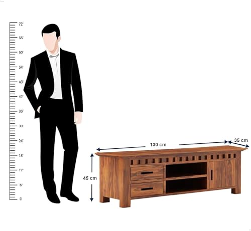 Image of Solid Rosewood Sheehsam TV Entertainment Unit| TV Stand Table| Sideboard Cabinet| Wooen TV Cabinet with Storage for Living Room & Office -Teak4