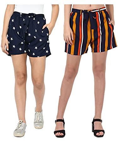 Image of My Swag Women's Striped Regular Fit Casual Daily Use Shorts with Pockets