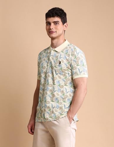 Image of U.S. Polo ASSN. Printed Polo T Shirts for Men - 100% Cotton, Half Sleeves Mens Tshirt