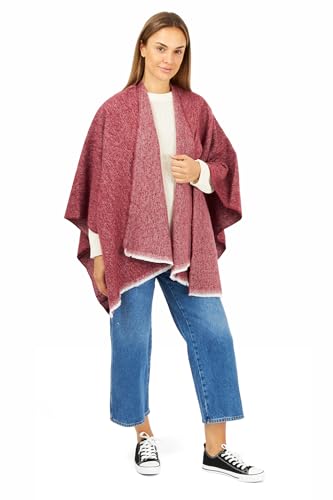 Image of Women's Shawl Wrap Poncho Ruana Cape Cardigan Sweater Open Front for Fall Winter Spring