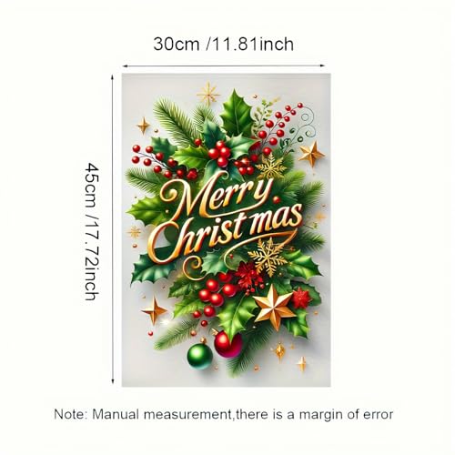 Image of BlissYard Christmas Holly Garden Flag 12x18 Inch Polyester | Double sided polyester, Christmas holly berries ornaments design, classic holiday decor for holiday porch and yard