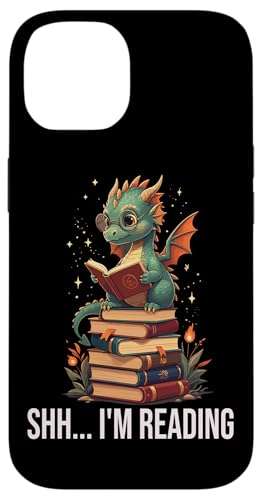 Cute Dragon Reading Book Bookworm Dragons And Books Custodia per iPhone 14