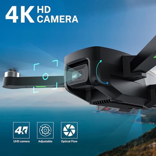 Drohne mit Kamera 4K HD für Anfänger,5G WiFi FPV RC Quadcopter mit bürstenlosem Motor,Übertragung 100m,3D Flips,Optical Flow,One Key Start/Landen,Faltbare Drone für Kinder Erwachsene,Schwarz – Bild 3