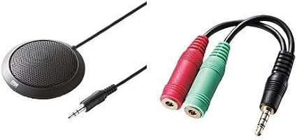 Amazon サンワサプライ フラット型pcマイク Mm Mc23 サンワサプライ ヘッドホン マイク用変換アダプタケーブル 3極メスx2 4極オス 黒 Km A25 005 サンワサプライ 家電 カメラ