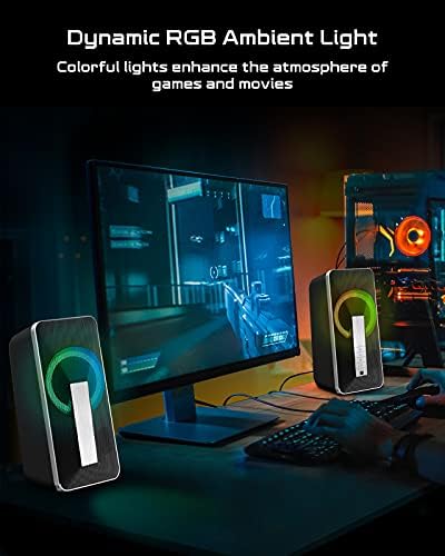 Computer speakers, 10W Wired and Bluetooth Speaker Multimedia Speaker with Enhanced Stereo Bass Colorful LED Light for Computer Laptop Desktop PC Notebook Smartphone MP3 MP4 Walk-Man