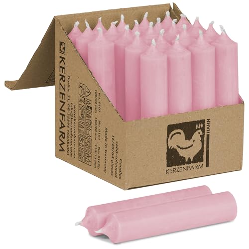 Stabkerzen Rosa - 25 Stück 100 x 22 mm durchgefärbt - Spitzkerzen...