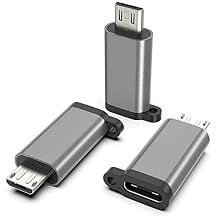 USB-C إلى محول USB صغير ، 3 -حزم USB من النوع C من الإناث إلى محول USB صغير USB C إلى Micro B 2.0 Charge & amp; متوافق مع مزامنة البيانات مع Samsung Galaxy S7 S6 J7 Note 5 Kindle Ps4 and More -Grey